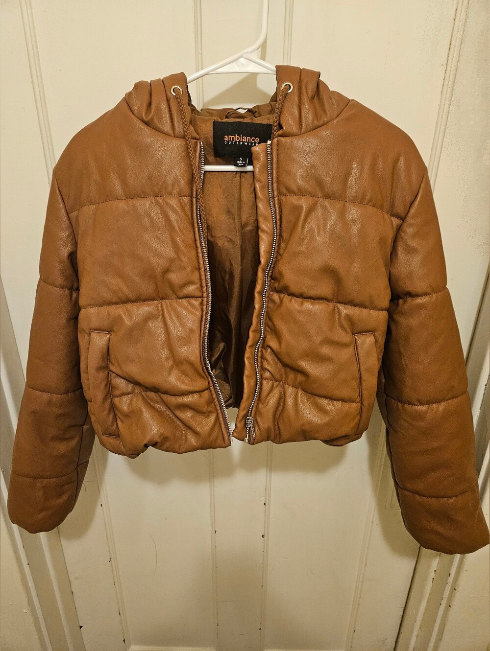 Ambiance Cropped Hooded Puffer Jacket - Brown